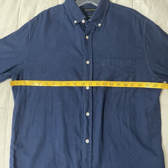 Banana Republic Shirt Men Size Medium Blue Untucked Slim Fit Cotton Preppy - Picture 3 of 6